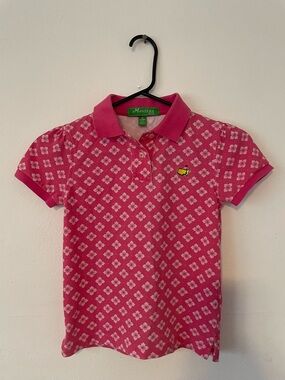Masters Pink Short-Sleeve Polo with White Geometric Print